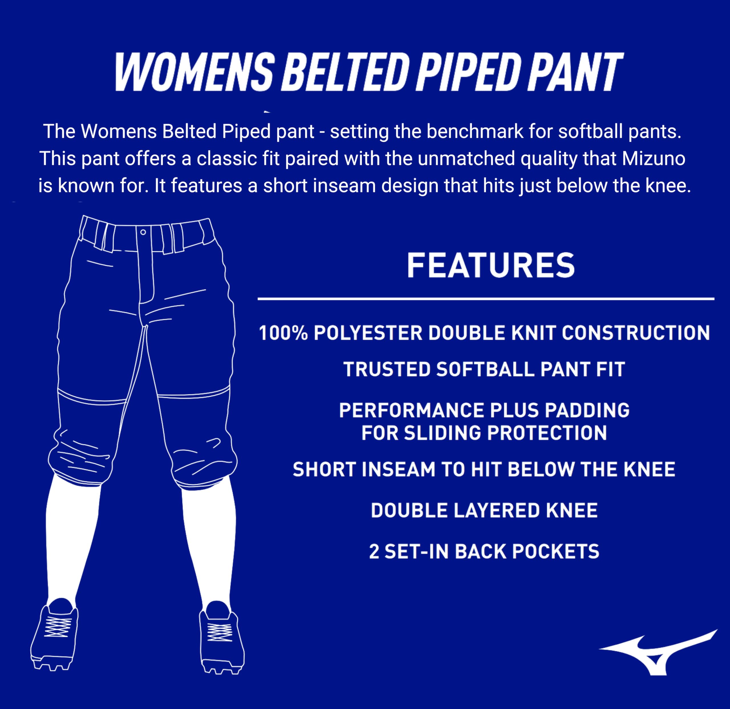 Mizuno Adult Women's Belted Piped Fastpitch Softball Pant - Image 7