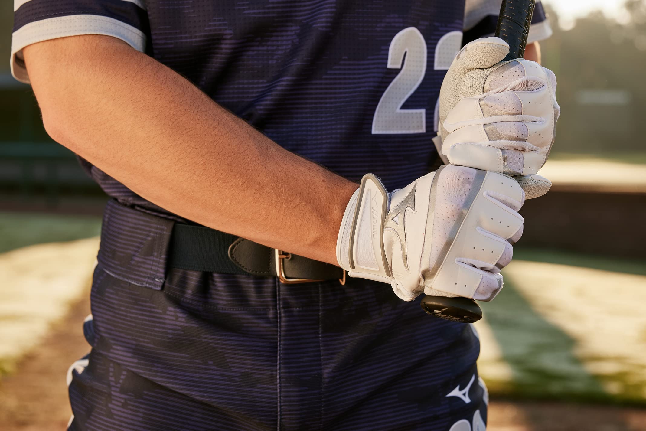 Mizuno B-303 Baseball Batting Gloves | Pair | Adult and Youth | Full Grain Leather Palm | AirMesh Inserts | QuikAdjust Wrist Tab - Image 4