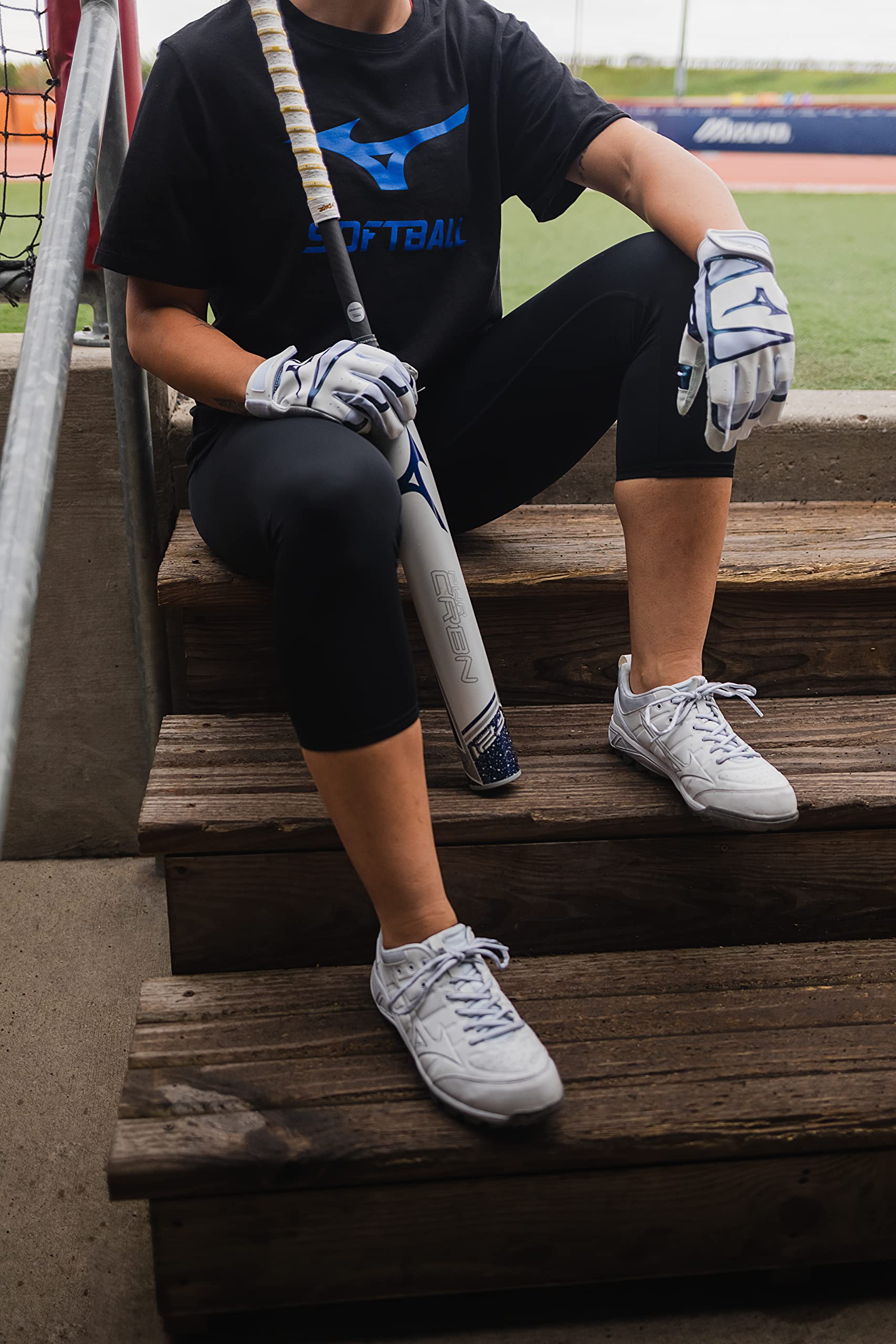 Mizuno F-257 Women's Softball Batting Gloves | Pair | Full Grain Leather Palm | AirMesh Inserts | QuikAdjust Wrist Tab - Image 5