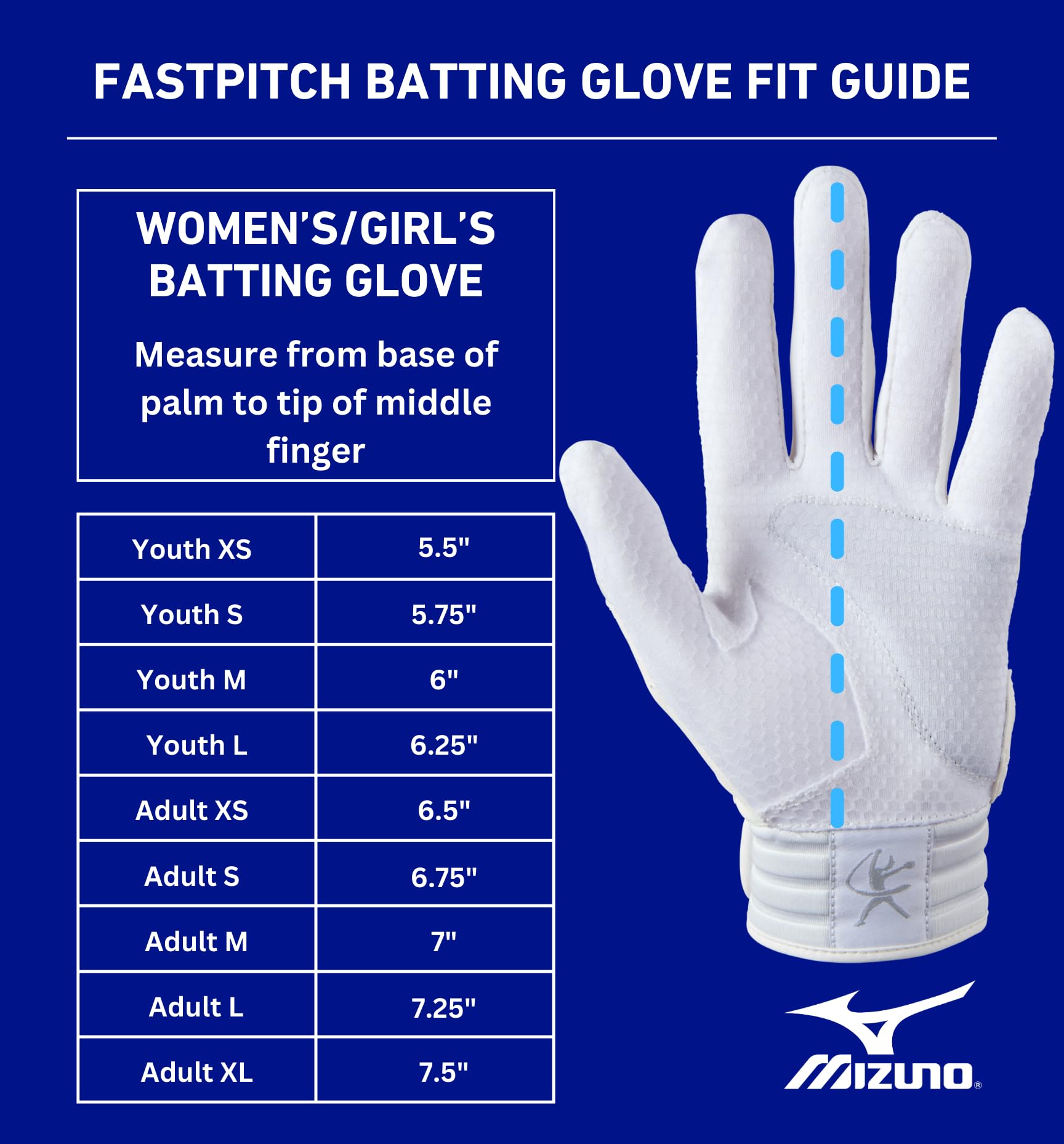 Mizuno F-257 Women's Softball Batting Gloves | Pair | Full Grain Leather Palm | AirMesh Inserts | QuikAdjust Wrist Tab - Image 5